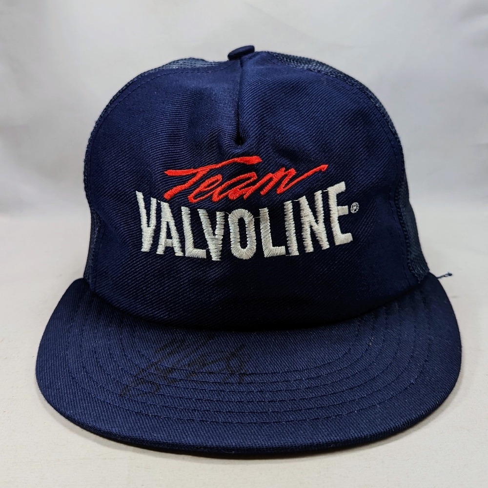 VTG 80's Valvoline Oil Team Snapback Trucker Hat Nascar Autographed‎ Mark Martin